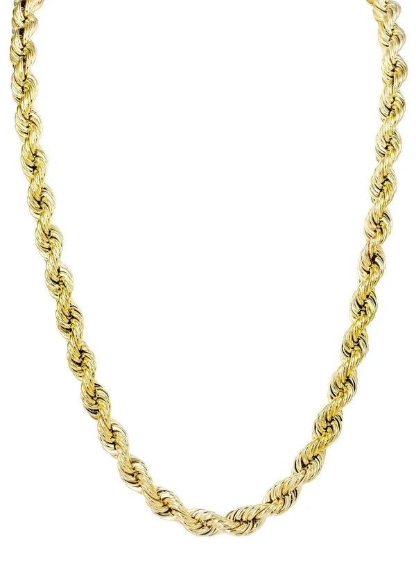 10K Gold Men’s Semi-Solid Rope Chain 2.5mm 24 Inch - DIAMOND FACTORY