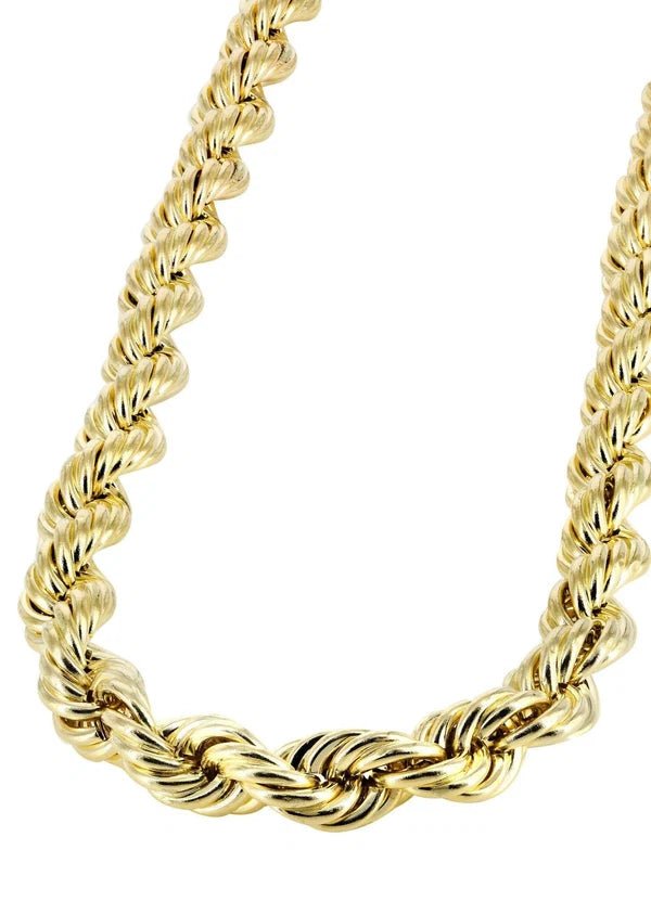 10K Gold Men’s Semi-Solid Rope Chain 2.5mm 24 Inch - DIAMOND FACTORY