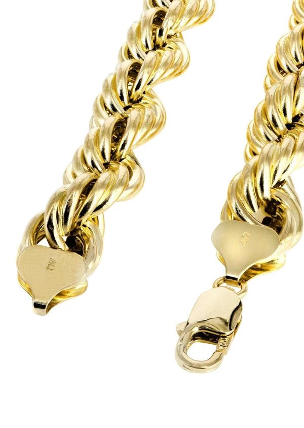 10K Gold Men’s Semi-Solid Rope Chain 2.5mm 24 Inch - DIAMOND FACTORY