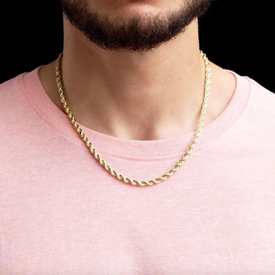 10K Yellow Gold 3.5mm Hollow Rope Chain - DIAMOND FACTORY