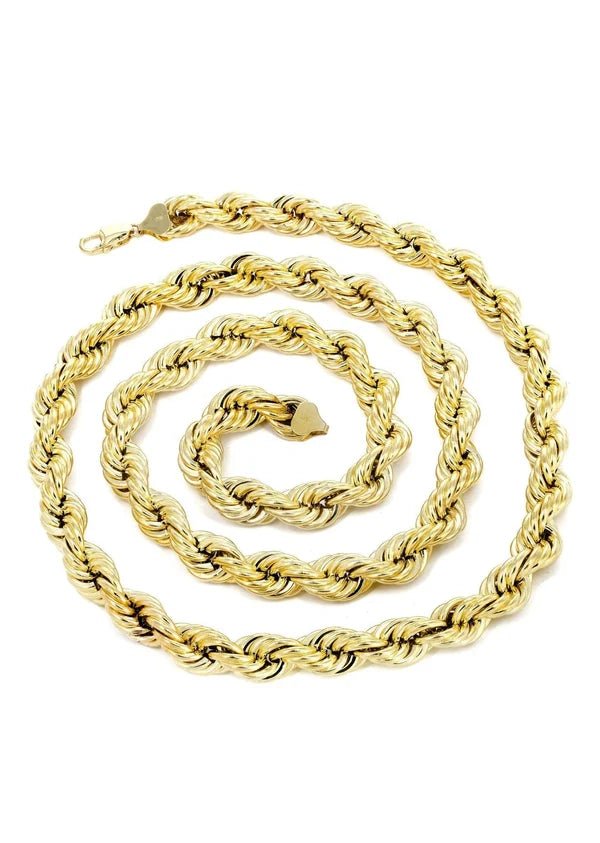 10K Yellow Gold 3.5mm Hollow Rope Chain - DIAMOND FACTORY