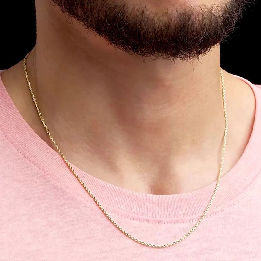 10K Yellow Gold 3.5mm Hollow Rope Chain - DIAMOND FACTORY