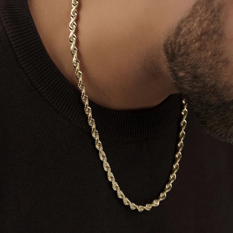 10K Yellow Gold 4mm Hollow Rope Chain - DIAMOND FACTORY