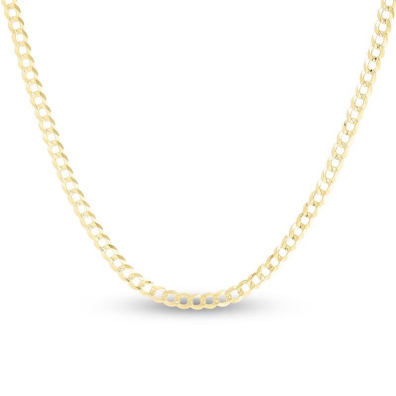 10Kt yellow 4mm light weight Gold Cuban Link Chain - DIAMOND FACTORY