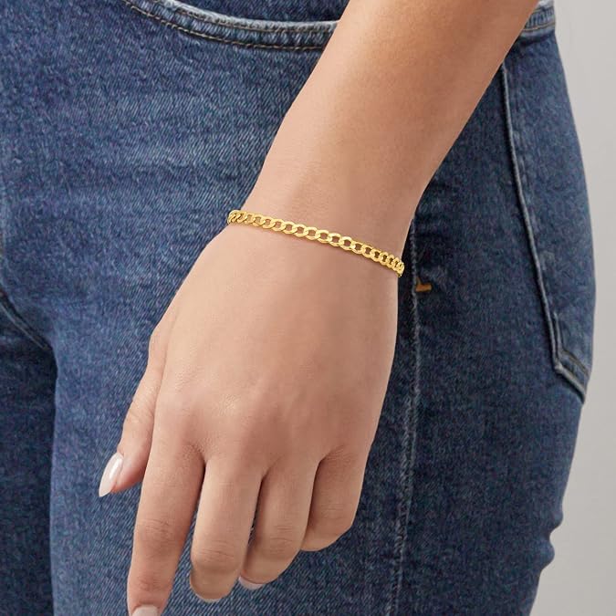 10kt Yellow Gold Curb-Link Bracelet 4.3mm - DIAMOND FACTORY