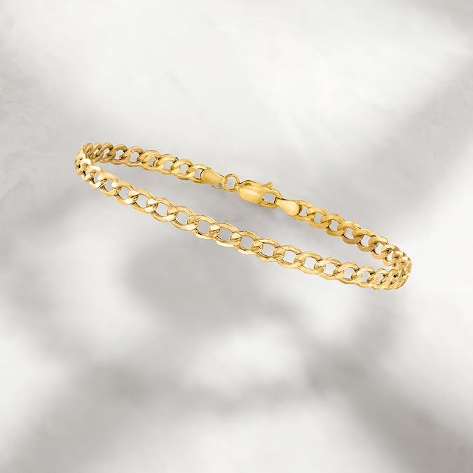 10kt Yellow Gold Curb-Link Bracelet 4.3mm - DIAMOND FACTORY