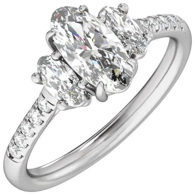 14K Gold 1 1/2 CTW Lab-Grown Diamond Three-Stone Engagement Ring