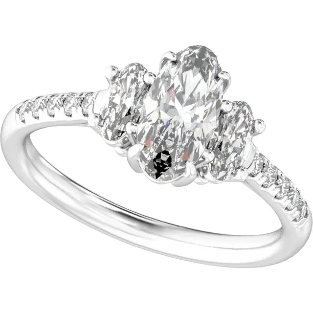 14K Gold 1 1/2 CTW Lab-Grown Diamond Three-Stone Engagement Ring