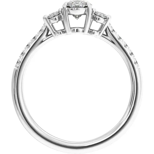 14K Gold 1 1/2 CTW Lab-Grown Diamond Three-Stone Engagement Ring
