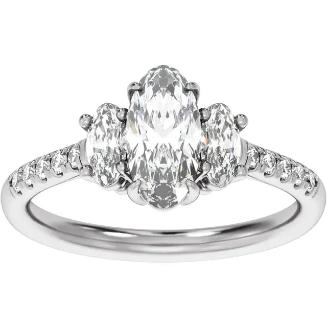 14K Gold 1 1/2 CTW Lab-Grown Diamond Three-Stone Engagement Ring