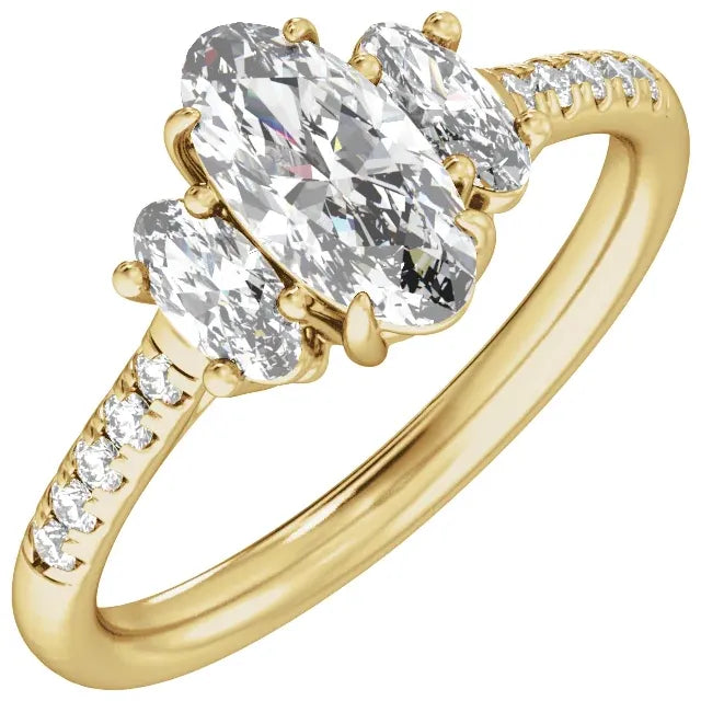 14K Gold 1 1/2 CTW Lab-Grown Diamond Three-Stone Engagement Ring