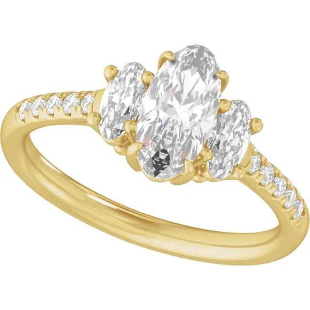 14K Gold 1 1/2 CTW Lab-Grown Diamond Three-Stone Engagement Ring