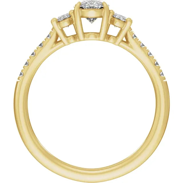 14K Gold 1 1/2 CTW Lab-Grown Diamond Three-Stone Engagement Ring