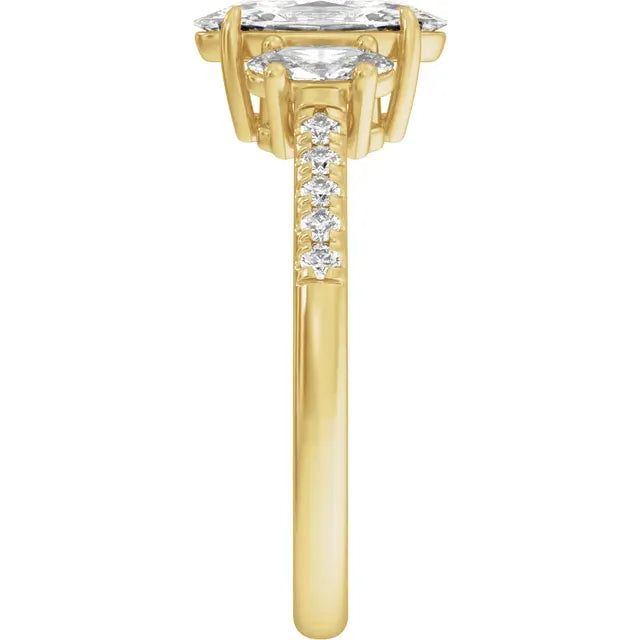 14K Gold 1 1/2 CTW Lab-Grown Diamond Three-Stone Engagement Ring