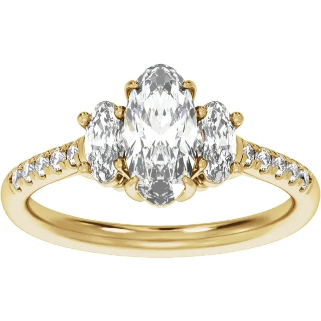 14K Gold 1 1/2 CTW Lab-Grown Diamond Three-Stone Engagement Ring