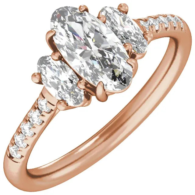 14K Gold 1 1/2 CTW Lab-Grown Diamond Three-Stone Engagement Ring