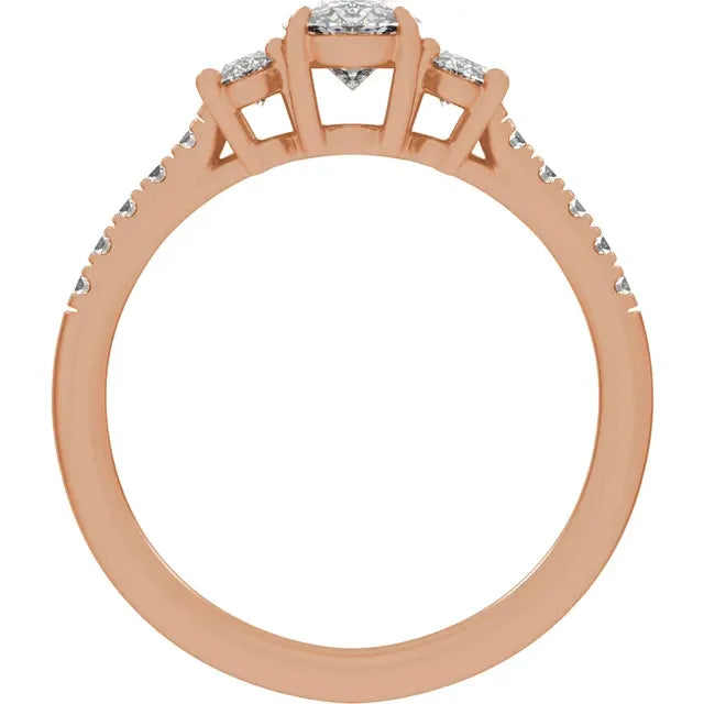 14K Gold 1 1/2 CTW Lab-Grown Diamond Three-Stone Engagement Ring