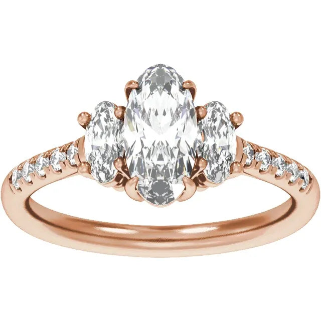 14K Gold 1 1/2 CTW Lab-Grown Diamond Three-Stone Engagement Ring