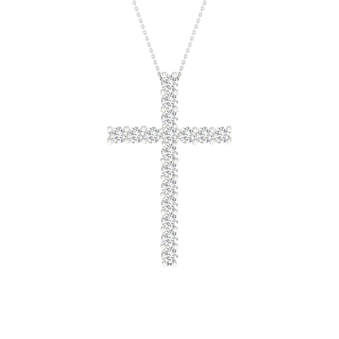 14K 0.50CT Certified Lab Grown Diamond Cross Pendant ( IGI Certified ) - DIAMOND FACTORY