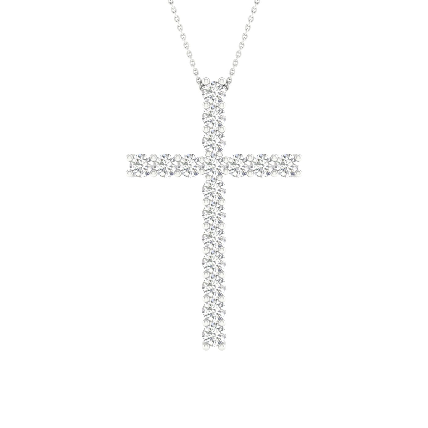 14K 1.00CT Certified Lab Grown Diamond Cross Pendant ( IGI Certified ) - DIAMOND FACTORY