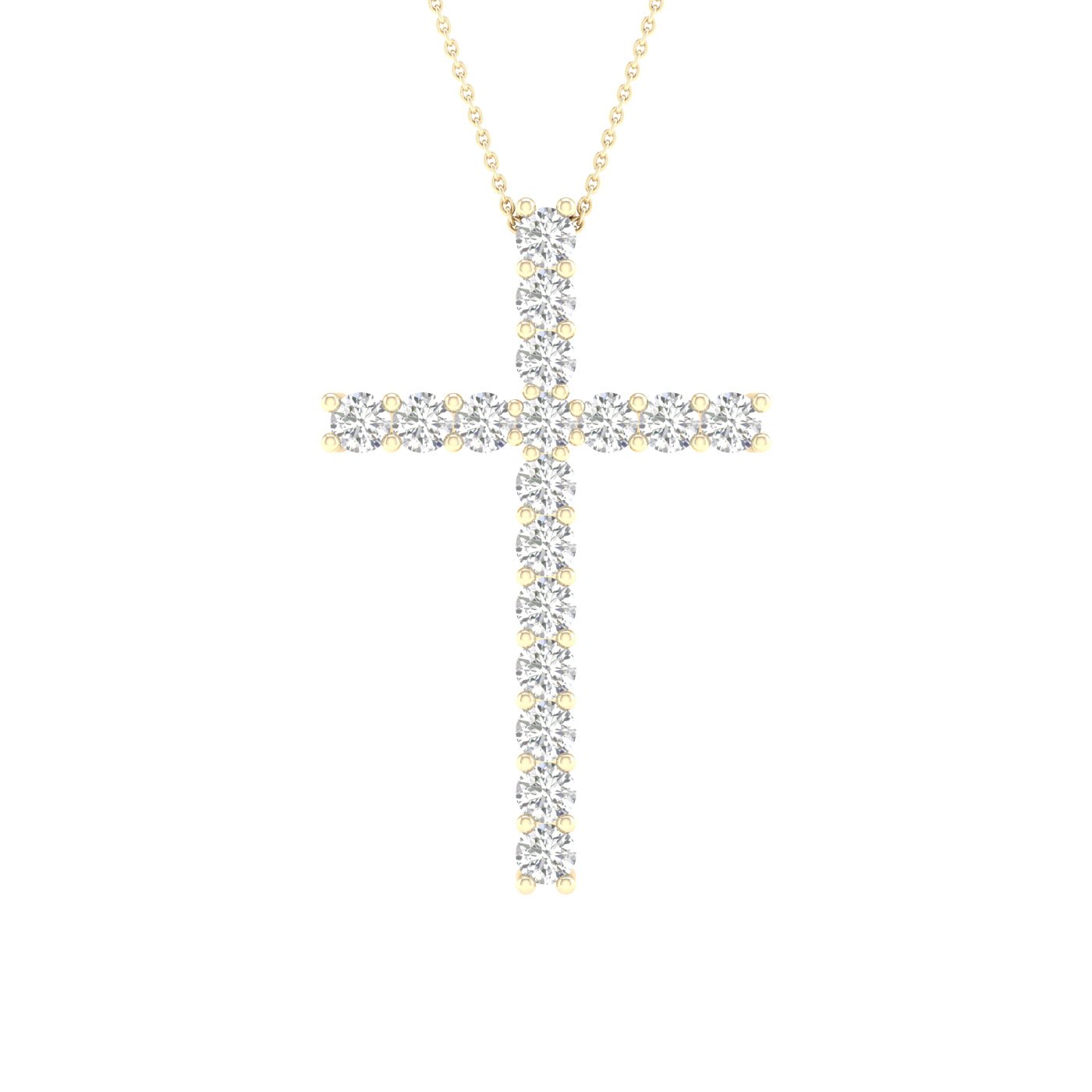 14K 1.00CT Certified Lab Grown Diamond Cross Pendant ( IGI Certified ) - DIAMOND FACTORY