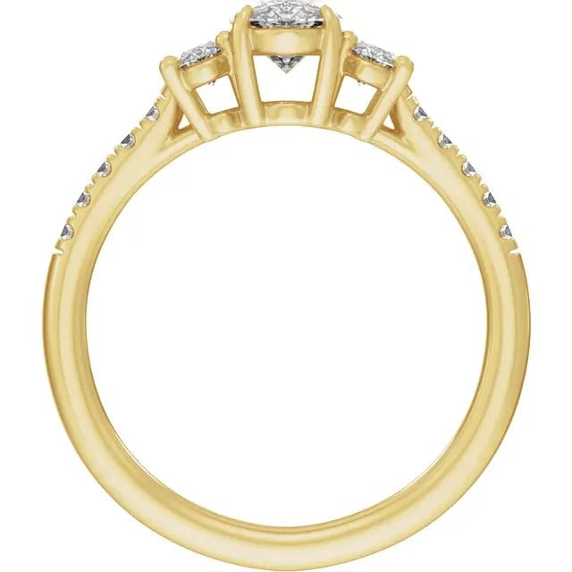 14K Gold 1 1/2 CTW Lab-Grown Diamond Three-Stone Engagement Ring - DIAMOND FACTORY