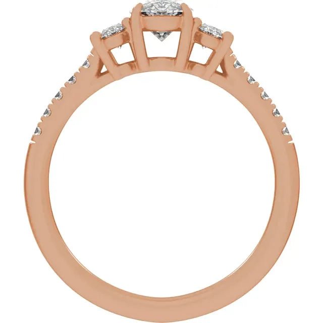 14K Gold 1 1/2 CTW Lab-Grown Diamond Three-Stone Engagement Ring - DIAMOND FACTORY
