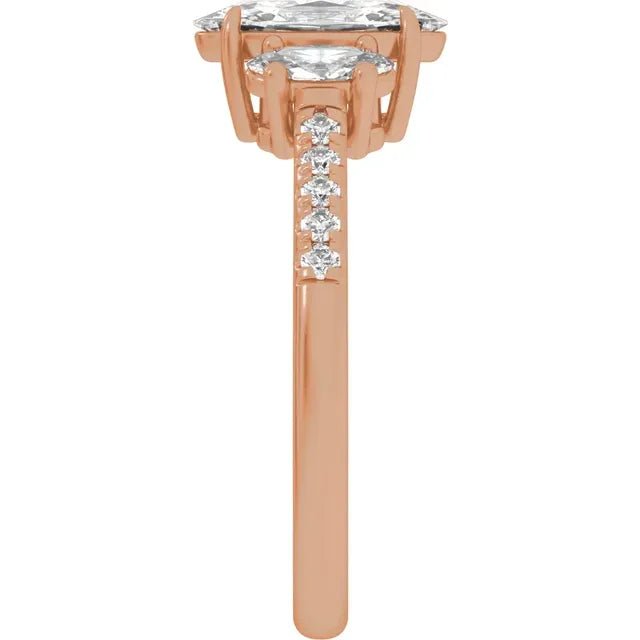 14K Gold 1 1/2 CTW Lab-Grown Diamond Three-Stone Engagement Ring - DIAMOND FACTORY