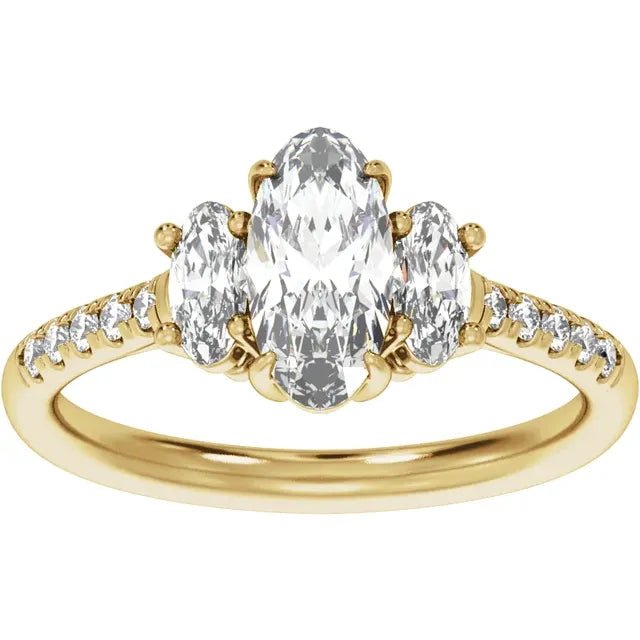 14K Gold 1 1/2 CTW Lab-Grown Diamond Three-Stone Engagement Ring - DIAMOND FACTORY