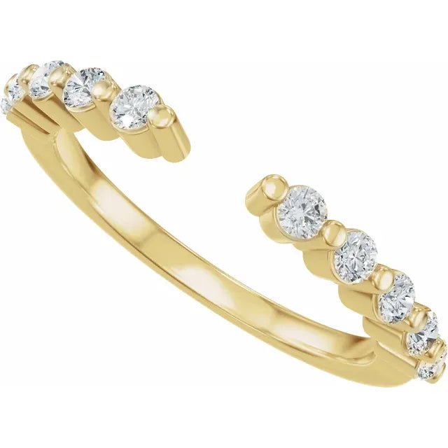 14K Gold Lab-Grown Diamond Vintage-Inspired Open Band - DIAMOND FACTORY
