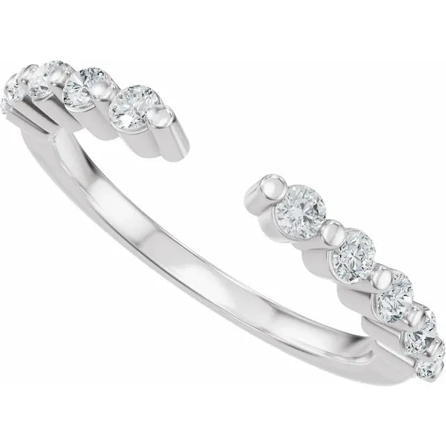 14K Gold Lab-Grown Diamond Vintage-Inspired Open Band - DIAMOND FACTORY
