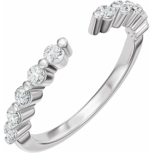 14K Gold Lab-Grown Diamond Vintage-Inspired Open Band - DIAMOND FACTORY
