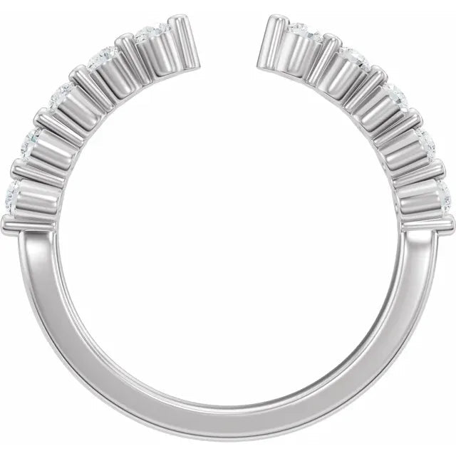 14K Gold Lab-Grown Diamond Vintage-Inspired Open Band - DIAMOND FACTORY