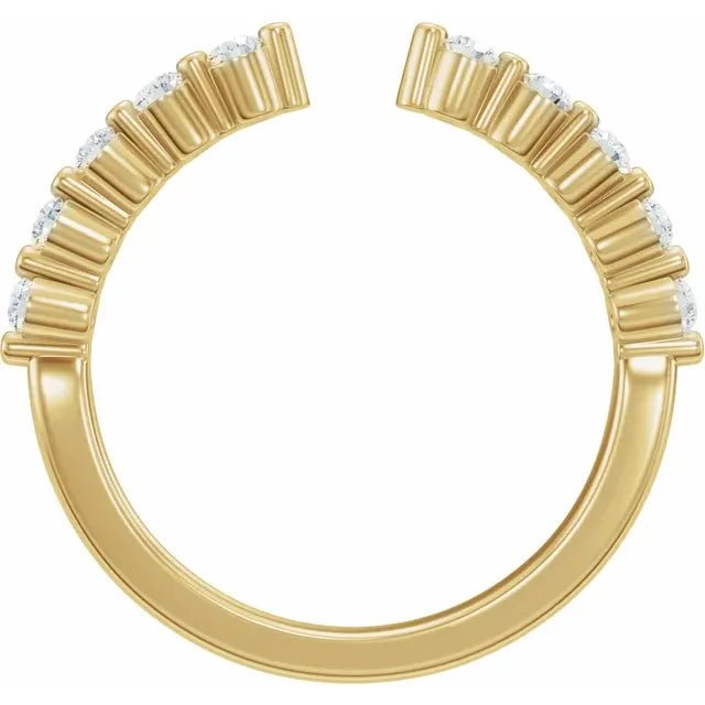 14K Gold Lab-Grown Diamond Vintage-Inspired Open Band - DIAMOND FACTORY