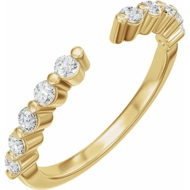 14K Gold Lab-Grown Diamond Vintage-Inspired Open Band - DIAMOND FACTORY