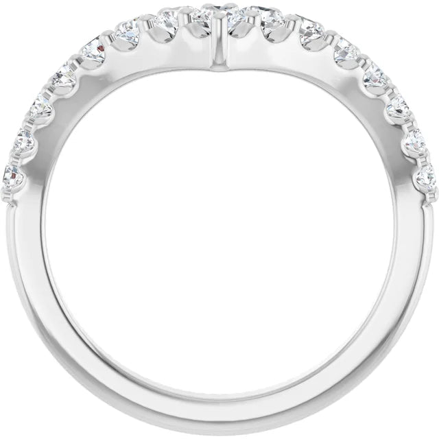 14K White Gold 1/2 CTW Lab-Grown Diamond Contour Band - DIAMOND FACTORY