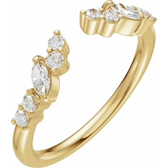 14K Yellow Gold 1/4 CTW Natural Diamond Open Band - DIAMOND FACTORY