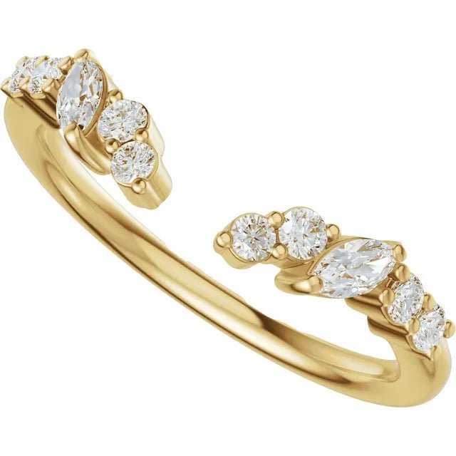 14K Yellow Gold 1/4 CTW Natural Diamond Open Band - DIAMOND FACTORY