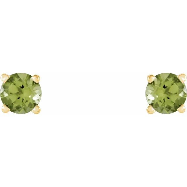 14K Yellow Gold 4 mm Natural Peridot Earrings - DIAMOND FACTORY