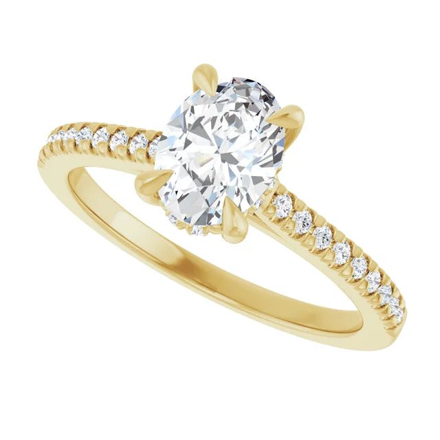 14K Yellow Gold mm Oval 2.5 CTW D VS1 Lab-Grown Diamond Engagement Ring - DIAMOND FACTORY