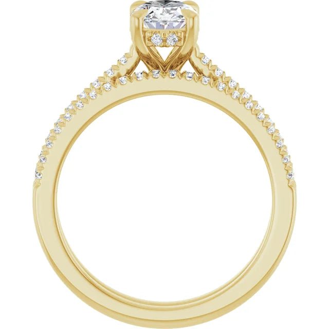 14K Yellow Gold mm Oval 2.5 CTW D VS1 Lab-Grown Diamond Engagement Ring - DIAMOND FACTORY