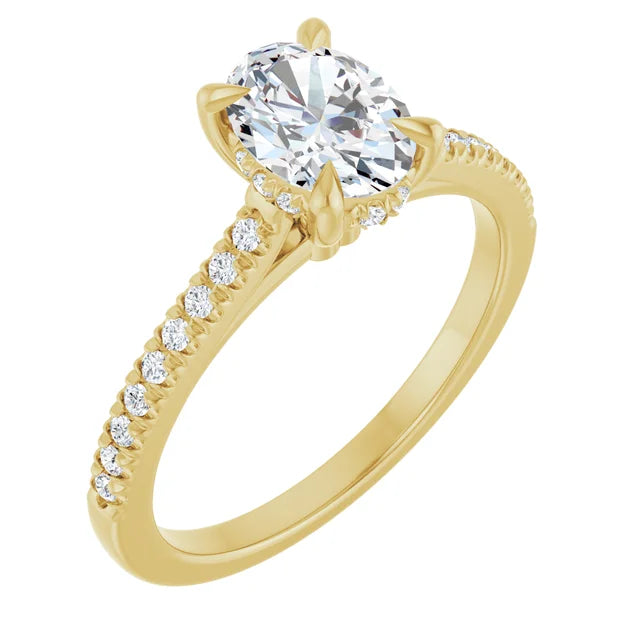 14K Yellow Gold mm Oval 2.5 CTW D VS1 Lab-Grown Diamond Engagement Ring