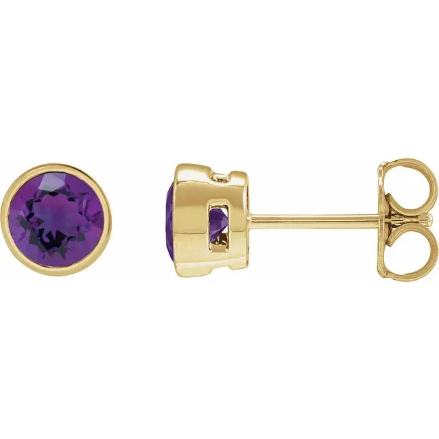 14K White Gold 5 mm Natural Amethyst Stud Earrings