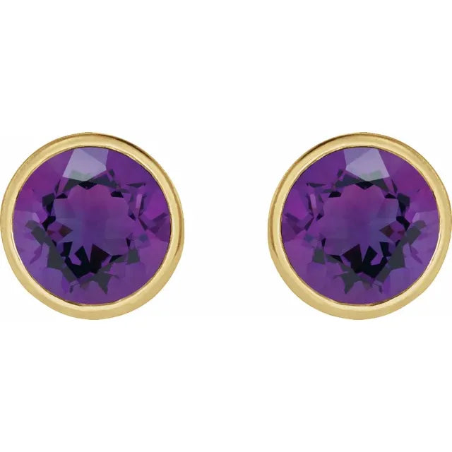 14K White Gold 5 mm Natural Amethyst Stud Earrings