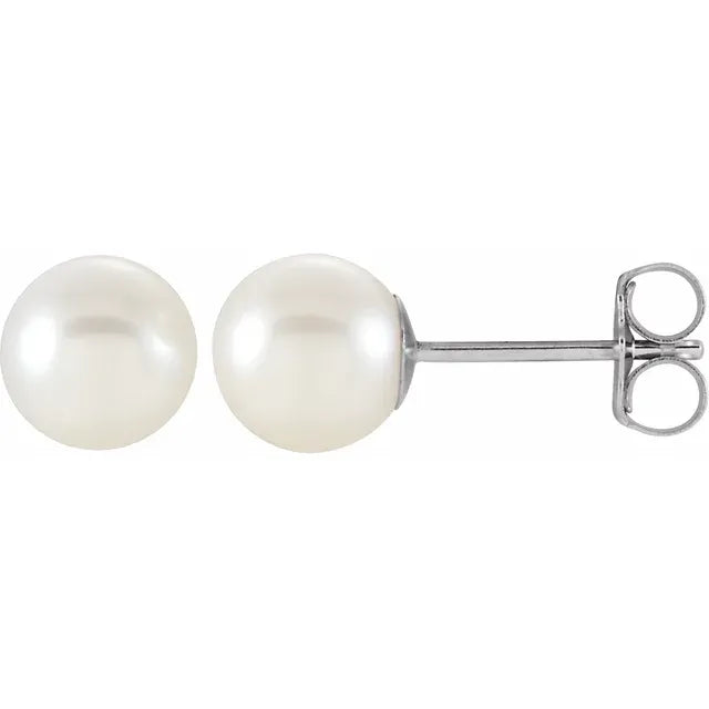 Freshwater Cultured White Pearl Earrings