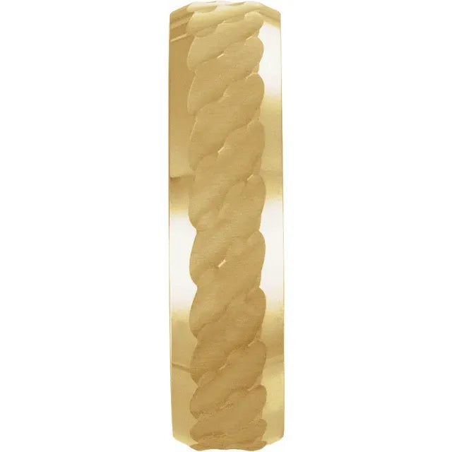 Yellow Gold 6mm Patterned Comfort-Fit Wedding Band