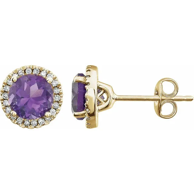 Natural Amethyst & 1/8 CTW Natural Diamond Earrings