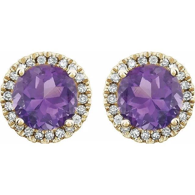 Natural Amethyst & 1/8 CTW Natural Diamond Earrings