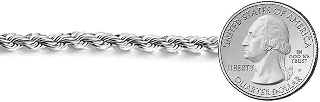 925 Sterling Silver 6mm Solid Italian Rope Diamond Chain Necklace 4 mm