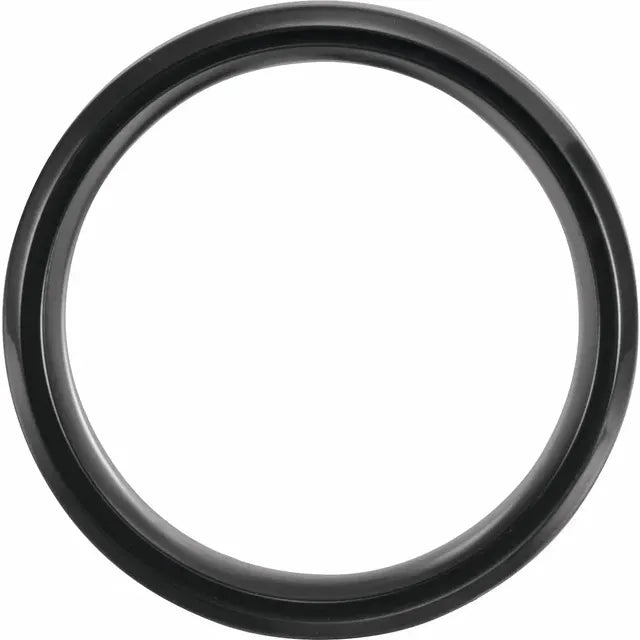 Black Titanium 8 mm Beveled-Edge Hawaiian Koa Wood Inlay Comfort-Fit Band